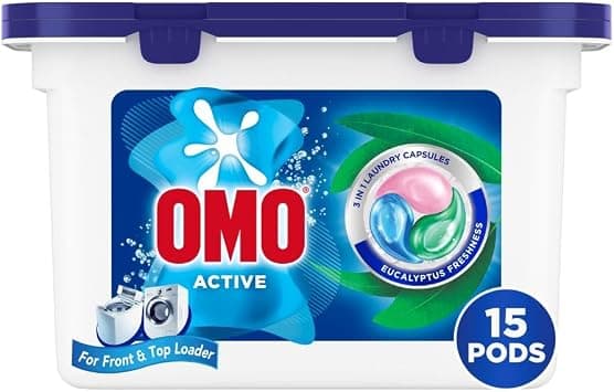OMO 3in1 Laundry Capsules, Eucalyptus Freshness, 15 Capsules, Removes 99 Types of Stains - متتبع أسعار Amazon.sa