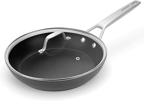 MSMK Frying Pan with Lid, 10 inch Nonstick Durable Egg Omelet Skillet, Titanium and Diamond Non Stick Coating From USA, 4mm Stainless Steel Base Induction Compatible, Oven Safe, Dishwasher Safe on Amazon.ae - Price Tracker