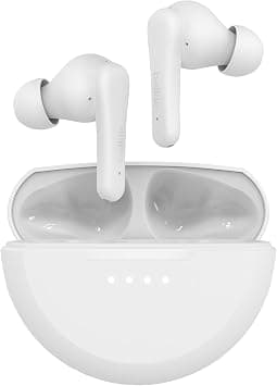 Belkin SoundForm Rhythm True Wireless Earbuds with Built-in Microphone, USB-C Fast Charging, 28H Battery Life, IPX5 Water Resistance - Bluetooth Earbuds for iPhone, iPad, Galaxy, Pixel & More - White on Amazon.ae - Price Tracker