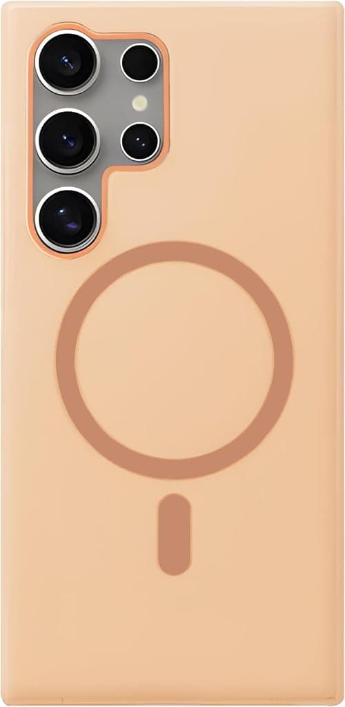 Next Store Magnetic Silicone Case For Samsung Galaxy S25 Ultra 6.9-Inch Soft Touch Shockproof Protection Support Wireless Charging Slim Lightweight Cover. (light orange) على Amazon.ae - متتبع الأسعار