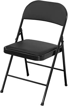 SKY-TOUCH Folding Chair with Padded Seat&Backrest,Multi Functional PU Portable Chairs for Indoor/Outdoor Home Dining Office Outdoor Fishing, Black - 40x40x80cm on Amazon.ae - Price Tracker