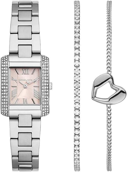 Michael Kors Emery Three-Hand Stainless Steel Watch and Bracelets Gift Set - MK7514SET على Amazon.ae - متتبع الأسعار