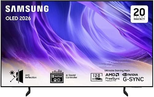 سامسونج تلفزيون OLED 65 بوصة، S85H، 4K، HDR 10+، موشن اكسليراتور 120 هرتز، دولبي اتموس، OLED HDR، حزمة العاب ممتازة، ترقية الذكاء الاصطناعي، مضاد للانعكاس، تلفزيون ذكي QA65S85HAEXSA (2026 - نسخة على أمازون - دليلك لأفضل العروض