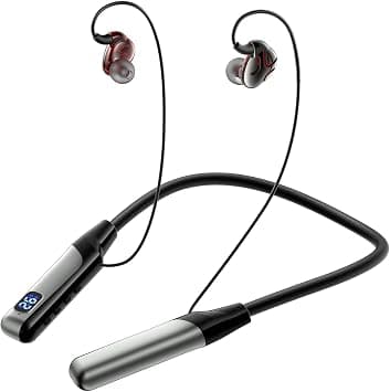 Neckband Bluetooth Headphone, Wireless Earbuds in-Ear Noise Cancelling HiFi Stereo Clear Headsets, LED Screen Display, Waterproof, Built-in Microphone for Phone Call Music, Black on Amazon.ae - Price Tracker