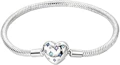 Wisfunlly Charm Bracelet for Women Sterling Silver, Heart Clasp Snake Chain Bracelet Travel Charm Compatible with Pandora Charms, Gift for Her - Amazon.sa Price Tracker