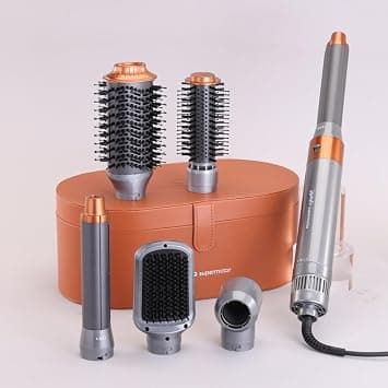 ENZO EN-4133 6-in-1 Hair Dryer Brush & Multi Styler – Ionic Hot Air Blow Dryer, Hair Straightener, Curler & Volumizing Brush – One Step Salon Styling Tool for All Hair Types - Brown- Intl Version على Amazon.ae - متتبع الأسعار