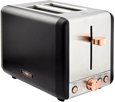 Tower T20036RG Cavaletto 2-Slice Toaster with Defrost/Reheat, Stainless Steel, 850W, Black and Rose Gold on Amazon.ae - Price Tracker