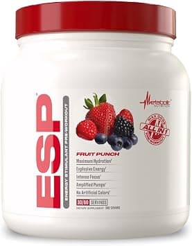 Metabolic Nutrition, ESP, Energy and Endurance Stimulating Pre Workout, Pre Intra Workout, High Energy and Mental Focus, Stimulating Workout Supplement, Fruit Punch, 300 Grams (90 Servings) on Amazon.ae - Price Tracker