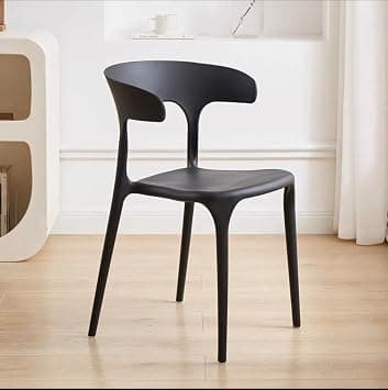 Modern Mid Century Premium Plastic Chair,Curved Back Dining Chairs For Kitchen Garden Lounge Meeting Room,1PCS (Black) on Amazon.ae - Price Tracker
