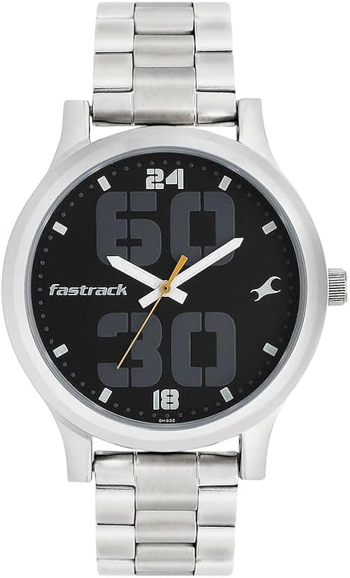 Fastrack Fashion Analogue Black Round Dial Silver Stainless Steel Strap Watch for Men-38051SM07 on Amazon.ae - Price Tracker