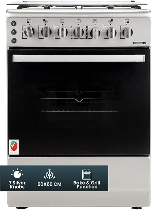 GEEPAS 60 * 60 Cooking Range - 4 Gas Euro Pool Type Burners Convection Single Oven with Rotisserie Function, Glass Lid | Perfect for Cook, Bake & Grill | 1 Year Manufacturer Warranty on Amazon.ae - Price Tracker