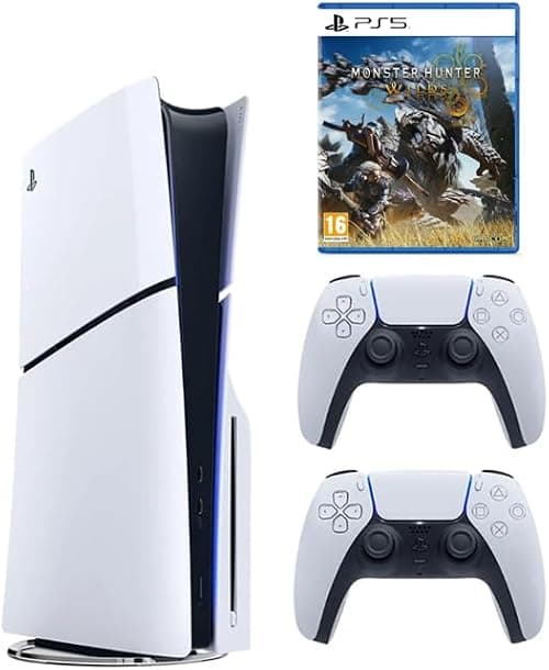 Sony PlayStation 5 Slim Disc with Extra Dualsense White Controller + Monster Hunter Wilds -International Version على أمازون - دليلك لأفضل العروض