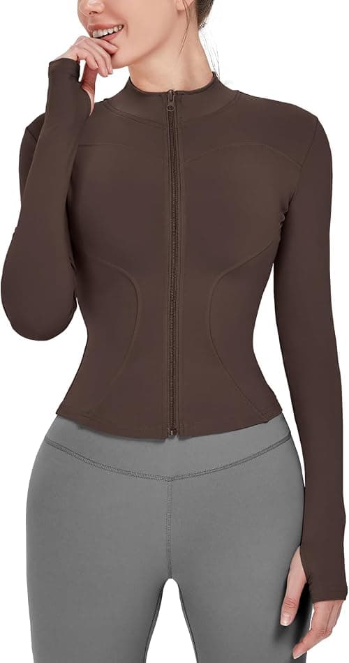 Locachy Women's Lightweight Stretchy Workout Full Zip Running Track Jacket with Thumb Holes on Amazon.sa - Price Tracker