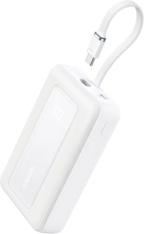 Anker Zolo Power Bank, 20,000mAh 30W High-Speed Portable Charger with Built-In USB-C Cable, Battery Pack For iPhone 17/17 Air/17 Pro/17 Pro Max/16 Series, Galaxy, and More (White, 20000 mAh) على Amazon.ae - متتبع الأسعار