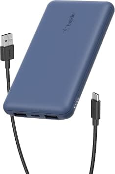 Belkin 10000mAh portable power bank, 10K USB-C portable charger with 1 USB-C port and 2 USB-A ports, battery pack for up to 15W charging for iPhone, Samsung Galaxy, AirPods, iPad, and more – Blue on Amazon.ae - Price Tracker