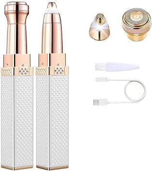 2 in 1 Eyebrow Trimmer & Facial Hair Remover for Women, Rechargeable Eyebrow Razor and Painless Hair Removal, Hair Trimmer and Body Shaver for Lips Nose Face with LED Light (AA) on Amazon.ae - Price Tracker