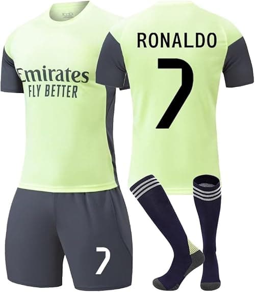 2025/26 Training version RM Football Jersey Kit– RONALDO #7 Signature Edition–Soccer Uniform Set with Shorts,Socks & Knee Pads–Athletic Training Gift for Men,Youth & Boys(16–3XL),Green on Amazon.ae - Price Tracker