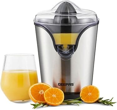 Geepas GCJ46013UK 100W Citrus Juicer Electric Orange Juicer | Professional Brushed Stainless Steel Fruit Juicer | Squeezes Oranges Lemons Lime Juices | Freshly Pressed Fruit Juices in Seconds on Amazon.ae - Price Tracker