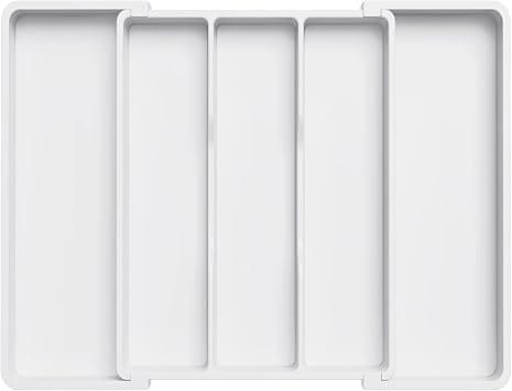 Lifewit Utensil Organizer for Kitchen Drawers, Expandable Cooking Utensil Tray, Adjustable Cutlery Silverware Flatware Holder, Plastic Kitchen Spatula Tools and Gadgets Storage Divider, Large, White - متتبع أسعار Amazon.sa