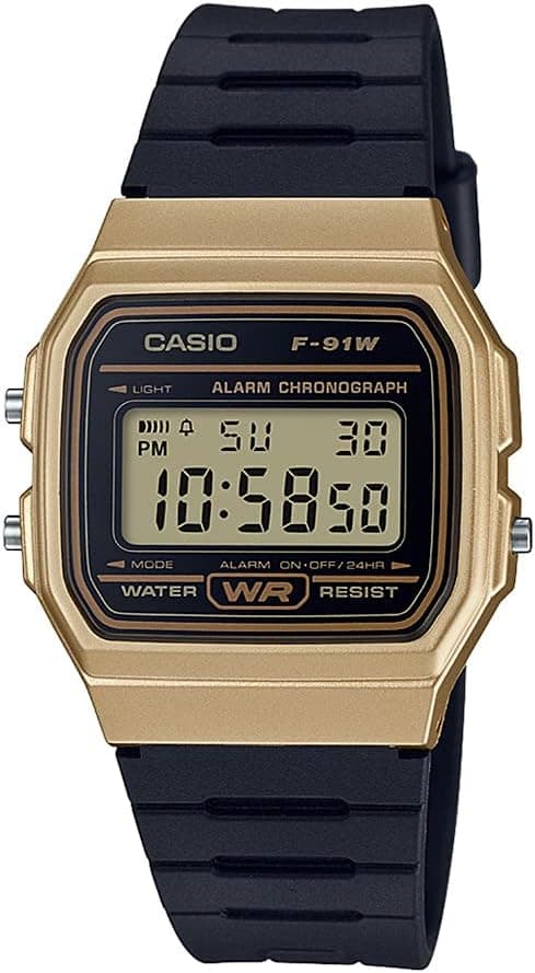 Casio Unisex Watch - F-91WM-9ADF Gold Dial, Black Band on Amazon.ae - Price Tracker