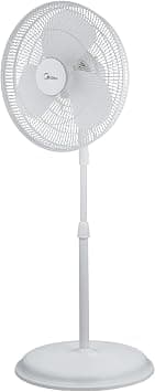 Midea Pedestal Stand Fan, 16 inch, Oscillation Directions, 3 Speed Levels & Adjustable Height, 3 Leaf Blade with 7.5 Hours Timer, 40 Watts, Best for Home & Office, White - MFS-160M0BPW on Amazon.ae - Price Tracker