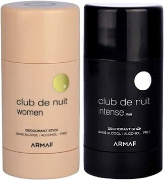 ARMAF 2 Pack of Assorted Club De Nuit Intense For Men Deodorant Stick 2.65 oz Alcohol Free + Club De nuit For Women Deodorant Stick 2.65 oz Alcohol Free (Club de nuit Intense Men + Club De Nuit Women) on Amazon - Best Deal Finder