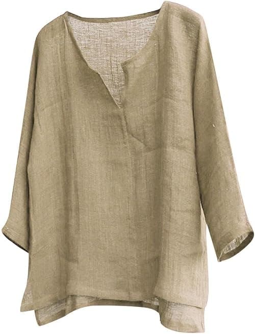 Plus Size Cotton Linen Shirts for Men Casual Long Sleeve T Shirts Loose Fit Comfy V-Neck Yoga Tops Blouse Vintage on Amazon.sa - Price Tracker