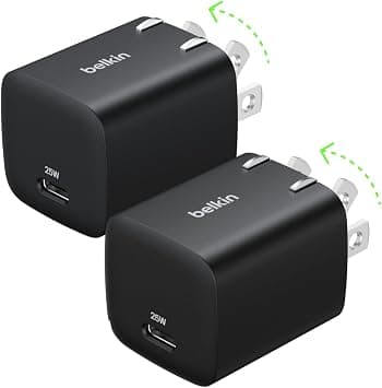 Belkin USB C Charger Block 25W (2 Pack) – PD3.0 PPS Super Fast Charging - Samsung Galaxy S25, S24, Apple iPhone 17, Air, Pro, Pro Max, Google Pixel 10, Nintendo Switch, etc - Black on Amazon - Best Deal Finder