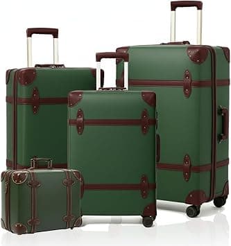 4 Piece PU Leather Luggage Set 14/20/24/28 Inch Dark Green,Hard Shell Trolley Suitcase with Secure Combination Lock, Spinner Wheels, Lightweight Travel Bag for Family, Business, and Gulf Trips on Amazon - Best Deal Finder