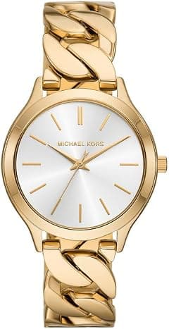 Michael Kors Watch for Women Slim Runway, 42mm case size, Three Hand movement, Stainless Steel strap - متتبع أسعار Amazon.sa