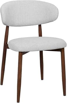 Modern Dining Chair with Curved Back, Upholstered Fabric Seat,Imitation walnut wood color metal Leg, Mid-Century Style, (Light Grey With Walnut Matel Leg) on Amazon.ae - Price Tracker