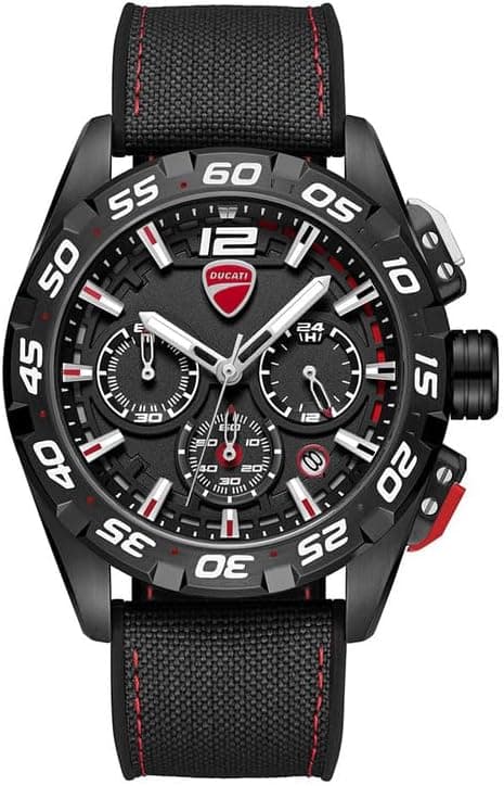 Ducati DT012 Men's Black Dial Black Silicone-Nylon Strap Chronograph Watch - 42mm on Amazon - Best Deal Finder