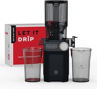 NUUK DRIP Self-Feeding Cold Press Juicer For Home, Mimics Hand Squeezing for Max Nutrients, Fruit & Vegetable Slow Juicer Machine, Patented Fused Strainer For Max Juice, 100% BPA Free Tritan Jars on Amazon.ae - Price Tracker