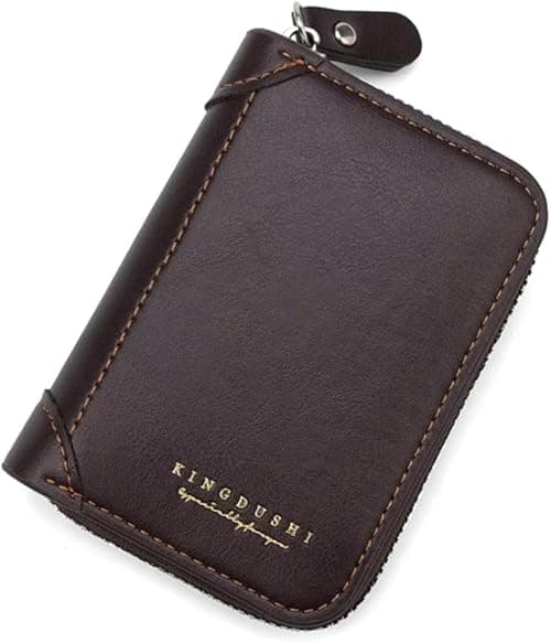 Premium Leather Wallet with Zipper, Unisex Genuine Leather Wallet for Men & Women, Compact Card & Cash Holder, Ideal for Travel, Everyday Use & Gift Giving (Dark Coffee Brown) on Amazon.ae - Price Tracker