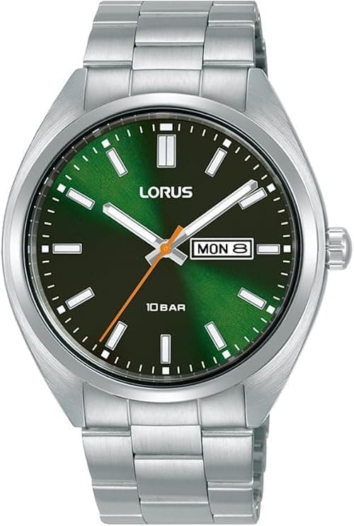 LORUS Herren Analog Quarz Uhr mit Edelstahl Armband,Silber/Grün on Amazon.ae - Price Tracker