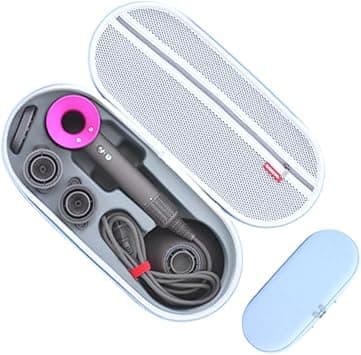 Portable Hair Blow Dryer Storage Bag, Hard Travel Carrying Case for Dyson Supersonic Hairdryer, Blower Organizer Holder Stand for bathroom (Oval Blue) on Amazon.ae - Price Tracker