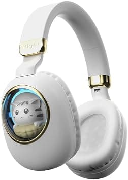 Kid Headphones with Microphone, Bluetooth Over Ear Headphones with Cute Cat Colorful LED Lights, Wireless & Wired, Foldable, Bluetooth Headphones for Smartphone Tablets Laptop (White) على Amazon.ae - متتبع الأسعار