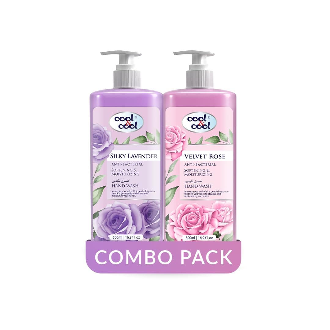 Cool & Cool Hand Wash Twin Pack (500ML x 2) - Assorted Variants - Any 2 from Divine Essence, Exotic Bloom, Velvet Rose, Silky Lavender – Anti-Bacterial, Skin-Softening & Moisturizing on Amazon.ae - Price Tracker