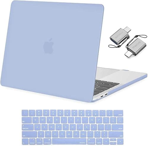 MOSISO Compatible with MacBook Pro 13 inch Case 2023, 2022, 2021-2016 M2 M1 A2338 A2251 A2289 A2159 A1989 A1708 A1706, Plastic Hard Shell Case & Keyboard Cover & Type C Adapter 2 Pack, Serenity Blue on Amazon.ae - Price Tracker