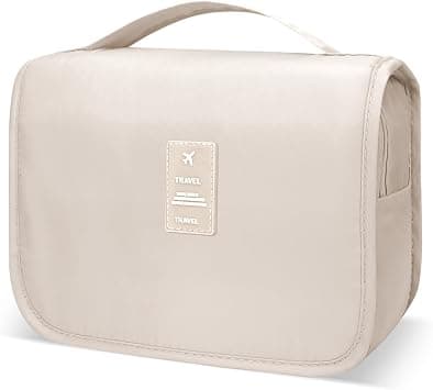 Lcsmaokin Large Capacity Toiletry Bag Travel Bag with Hanging Hook for Men and Women Waterproof Travel Cosmetic Bag Bathroom Storage Bag for Brushes Set,Mens Bathroom Bag Accessories-Beige on Amazon - Best Deal Finder