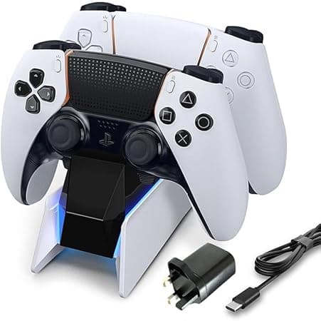PS5 Controller Charger, PS5 Controller Charging Station Dock, Fast Dual Charging Compatible with DUALSENSE PlayStation 5 Controller, PS 5 with Wireless Controller Accessory, Blue LED on Amazon.ae - Price Tracker