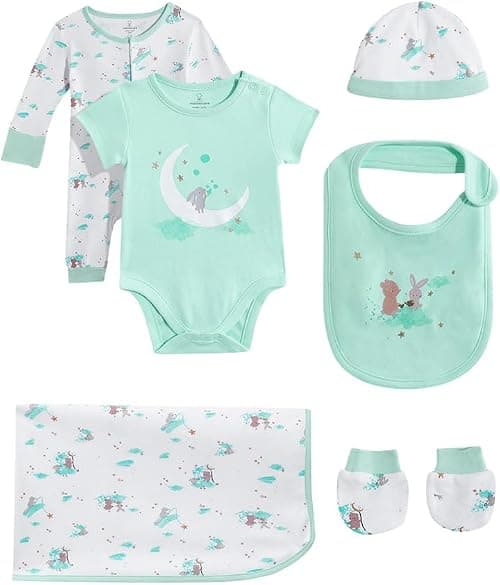 Mothercare Unisex Winter Dreamscape Printed Short Sleeve 6-Piece Gift Set, Multi على Amazon.ae - متتبع الأسعار