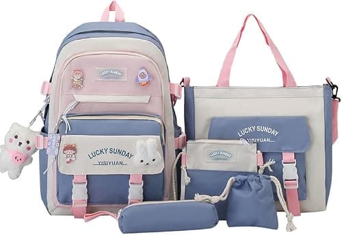AUTOYSUR Kids School bag for Girls 5pcs Large Capacity Student Backpack | Resistant Nylon on Amazon.ae - Price Tracker
