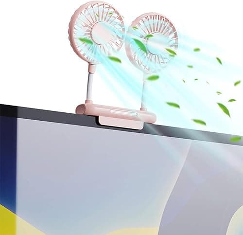 Dual-Head Monitor Fan, 360° Rotatable USB Desk Fan, Adjustable Clamp Cooling Fans, 3-Speed Quiet Operation, Strong Airflow for Computer Monitor, Laptop, Office, Home Workspace, Pink على Amazon.ae - متتبع الأسعار