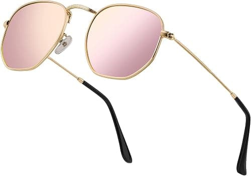 Hipster Hexagonal Polarized Sunglasses Men Women Geometric Square Small Vintage Metal Frame Retro Shade Glasses on Amazon.ae - Price Tracker