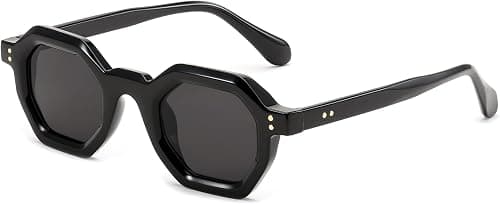 Trendy Octagon Sunglasses for Women with Thick Frames, Stylish Rectangle Shape UV400 Protection, Fashionable Summer Sun Glasses for Outdoor Activities and Daily Wear على Amazon.ae - متتبع الأسعار