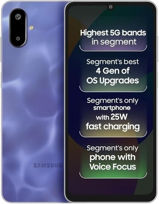 SAMSUNG Galaxy F06 5G Lit Violet, 128 GB) (4 GB RAM)| Dimensity 6300 Processor| 50MP Dual Camera | 8MP Front Camera | 5000mAh Battery | 25W Fast Charging | 90Hz Display | Dual Sim on Amazon.ae - Price Tracker