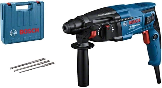 Bosch Professional GBH 2-21 hammer drill (with SDS plus, incl. 3x SDS plus drill bits (6/8/10 mm), auxiliary handle, machine cloth, depth stop, in carrying case) - Amazon.sa Price Tracker