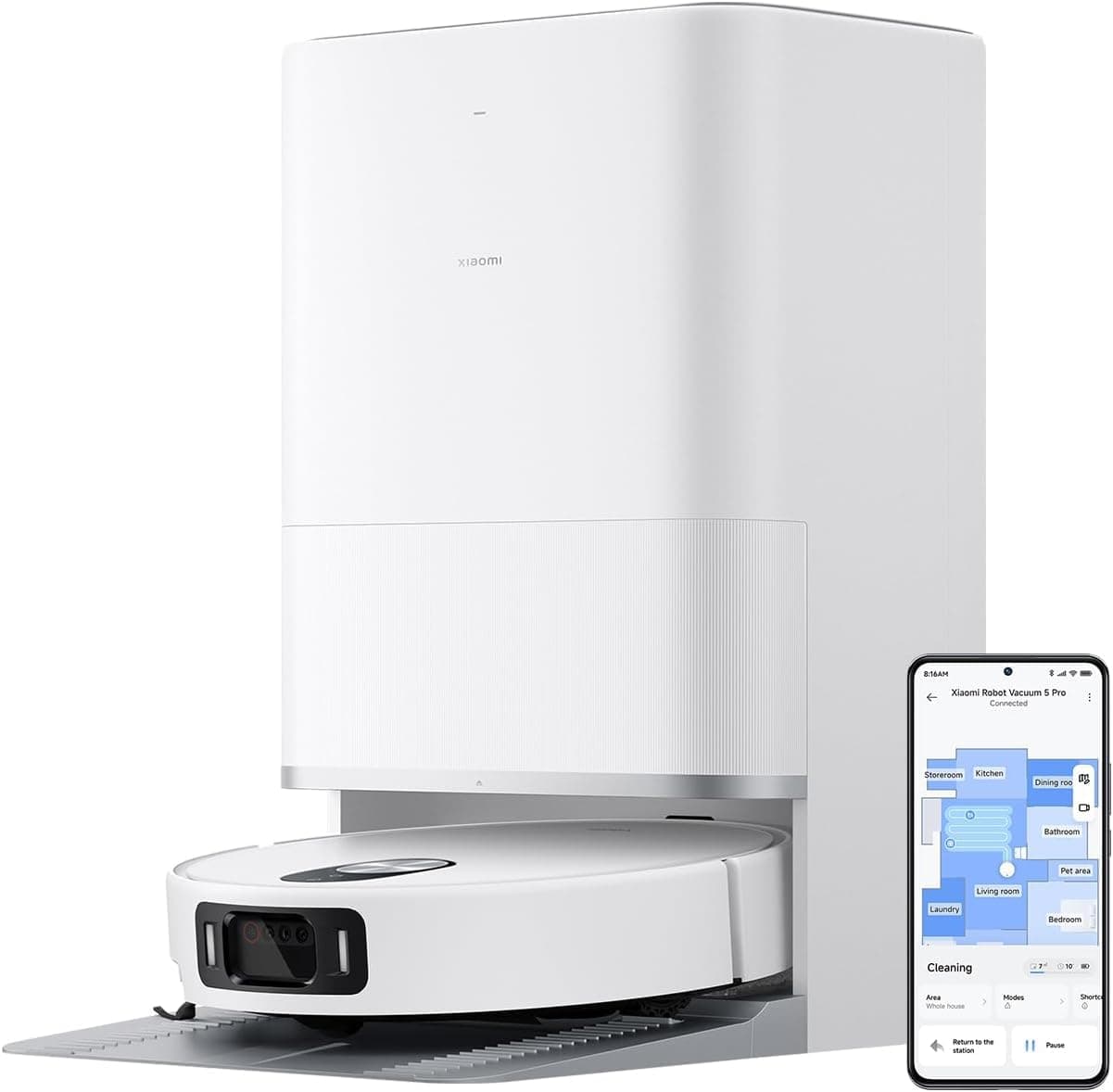 XIAOMI Robot Vacuum 5 Pro - Robot Vacuum Cleaner with Wiping Function - Vacuum Cleaner Robot, dToF Smart Retractable Radar, 20000Pa, HD Front Camera for Real-time View & Disposable Communication, for on Amazon.ae - Price Tracker