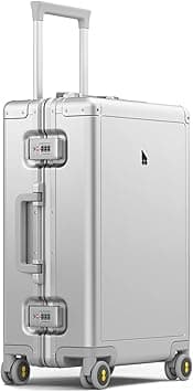 LEVEL8 Aluminum Luggage Carry on Suitcase 20-Inch Hardside Spinner Includes 4PCS Travel Organiser Set, Hand Luggage, TSA(56cm, 35.5L,Silver) on Amazon.ae - Price Tracker